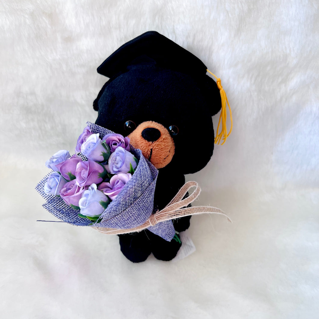 Graduation Bear | Black | MINI SILK FLOWERS