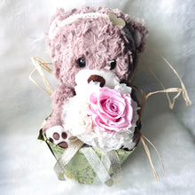 Load image into Gallery viewer, CUDDLY Bear 9.5&quot; | Peach | Preserved ROSE BOUQUET
