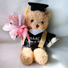 Load image into Gallery viewer, Graduation Bear 9&quot; | Pink | MINI Dried BOUQUET
